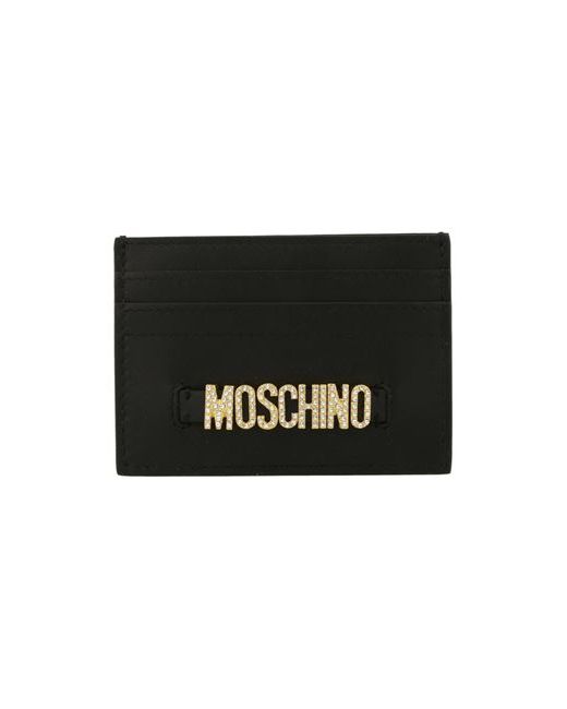 Moschino Crystal-logo Lettering Card Holder Document holder Calfskin