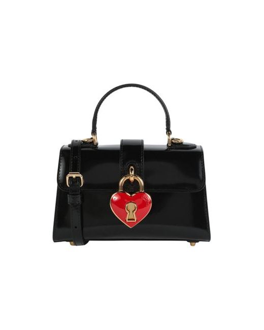 Moschino Heart Lock Patent Leather Shoulder Bag Handbag Calfskin