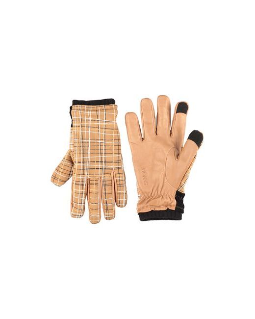 Honns Man Gloves Camel Soft Leather Nylon Habotai Silk Silicon