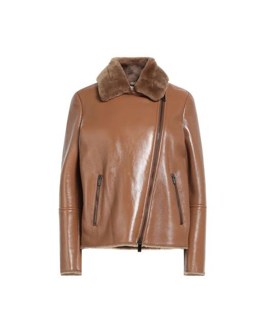 High Jacket Camel Leather Shearling