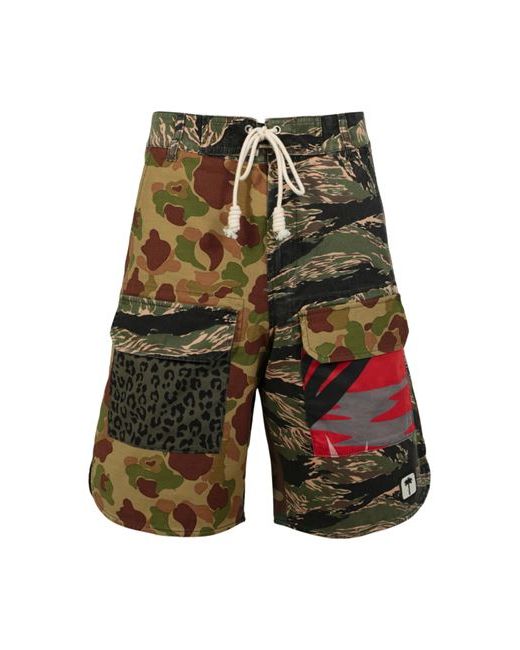 Palm Angels Mixed Media Camouflage Shorts Man Bermuda Multicolored Cotton