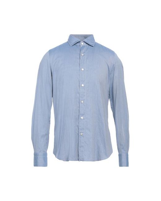 Finamore 1925 Man Shirt Azure ½ Cotton