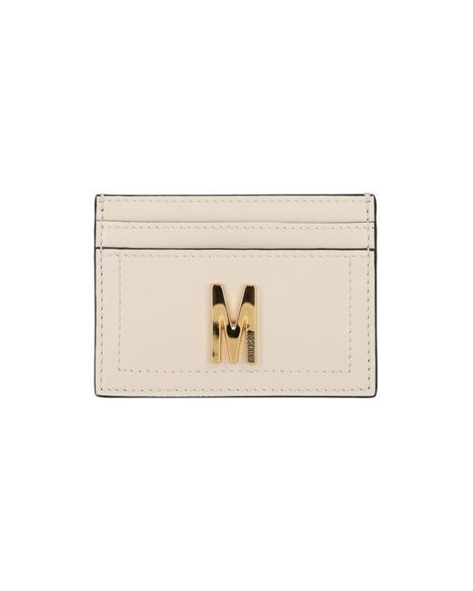 Moschino M Logo Card Holder Document holder Ivory Calfskin